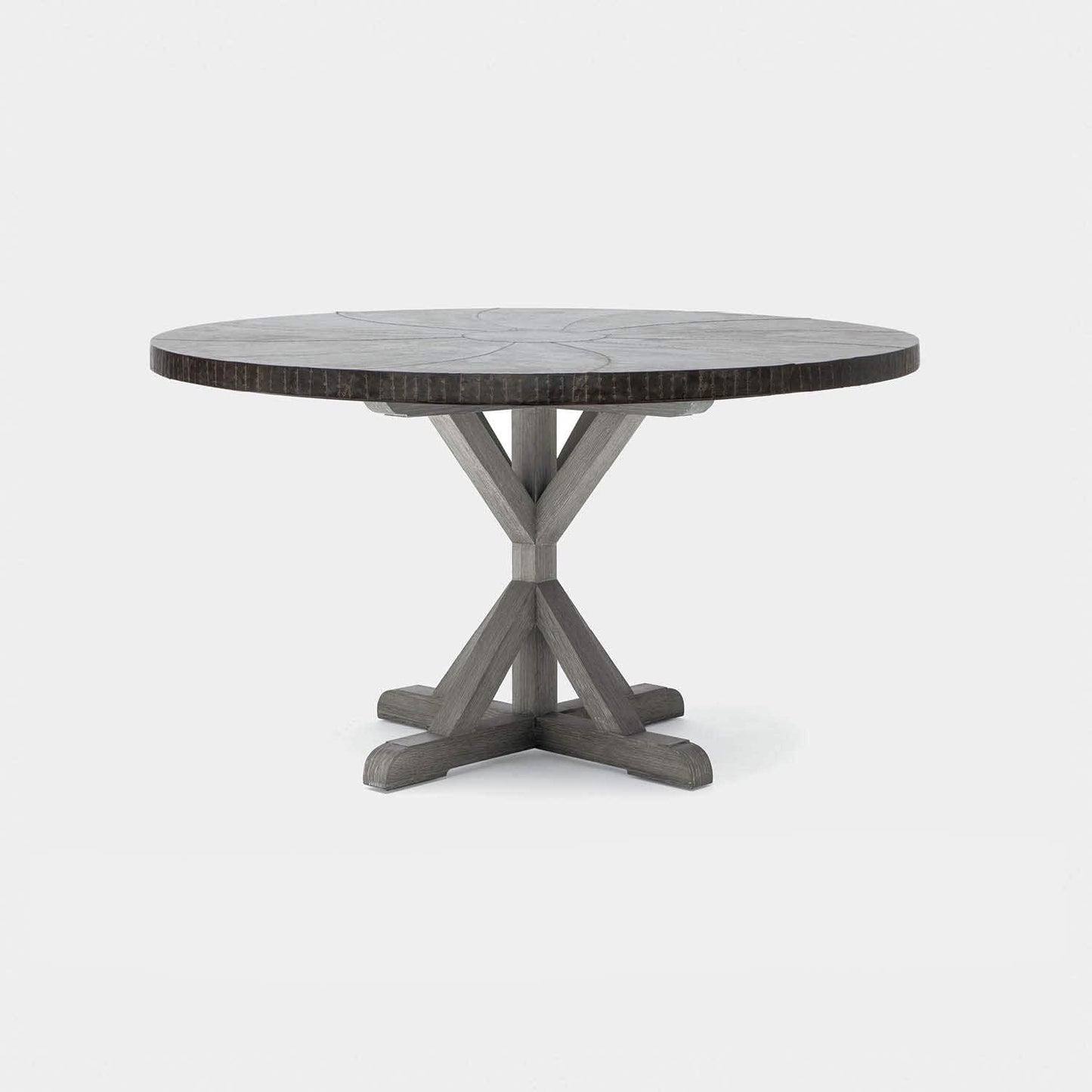 Made Goods Dane 48" x 30" Gray Cerused Oak Dinning Table With Round Zinc Metal Table Top