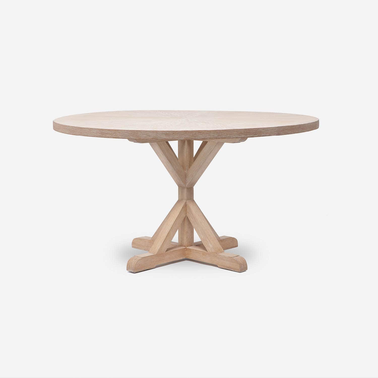 Made Goods Dane 48" x 30" White Cerused Oak Dinning Table With Round White Cerused Oak Table Top