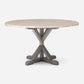 Made Goods Dane 54" x 30" Gray Cerused Oak Dinning Table With Round Beige Crystal Stone Table Top