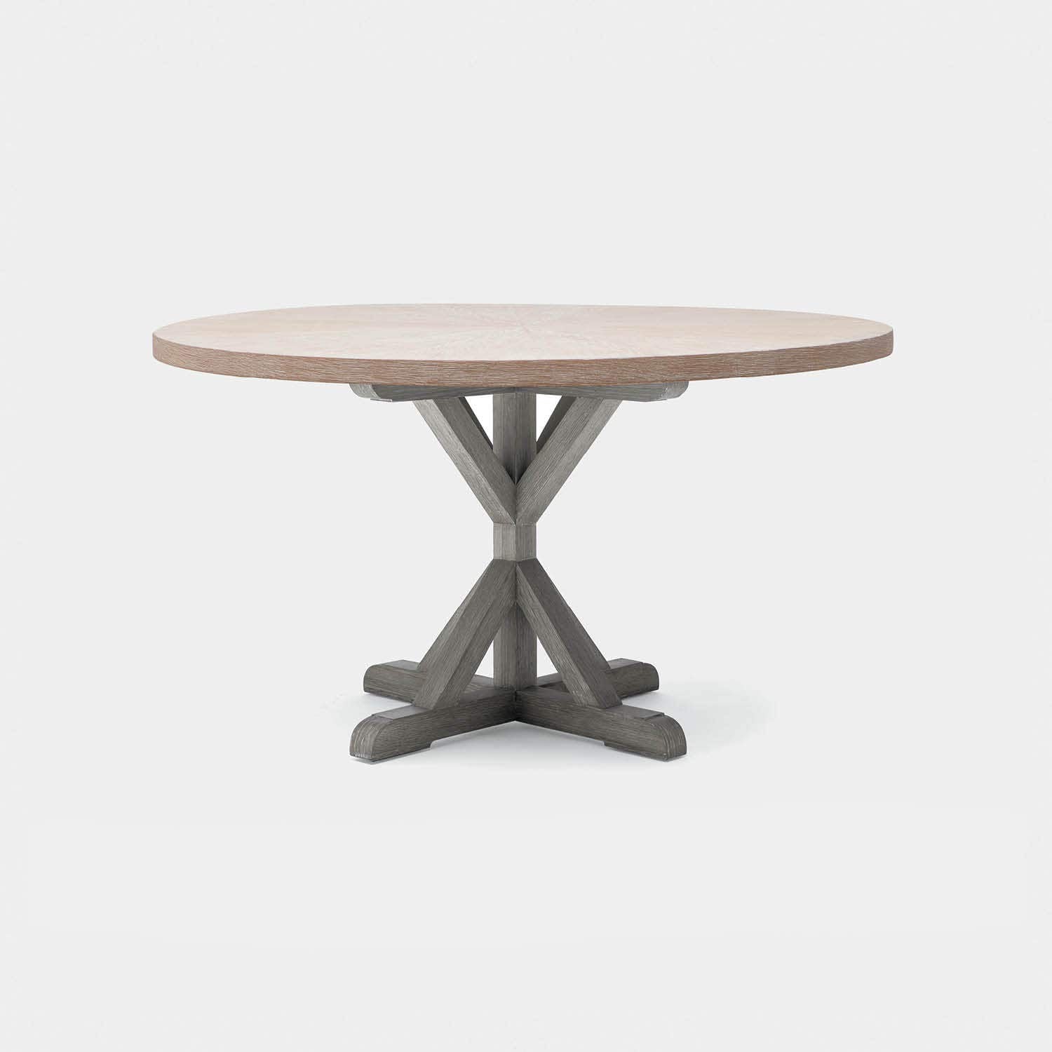 Made Goods Dane 54" x 30" Gray Cerused Oak Dinning Table With Round White Cerused Oak Table Top