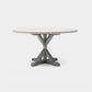 Made Goods Dane 54" x 30" Gray Cerused Oak Dinning Table With Round White Faux Belgian Linen Table Top