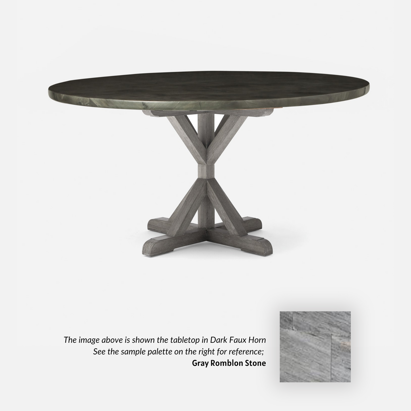 Made Goods Dane 54" x 30" White Cerused Oak Dinning Table With Round Gray Romblon Stone Table Top