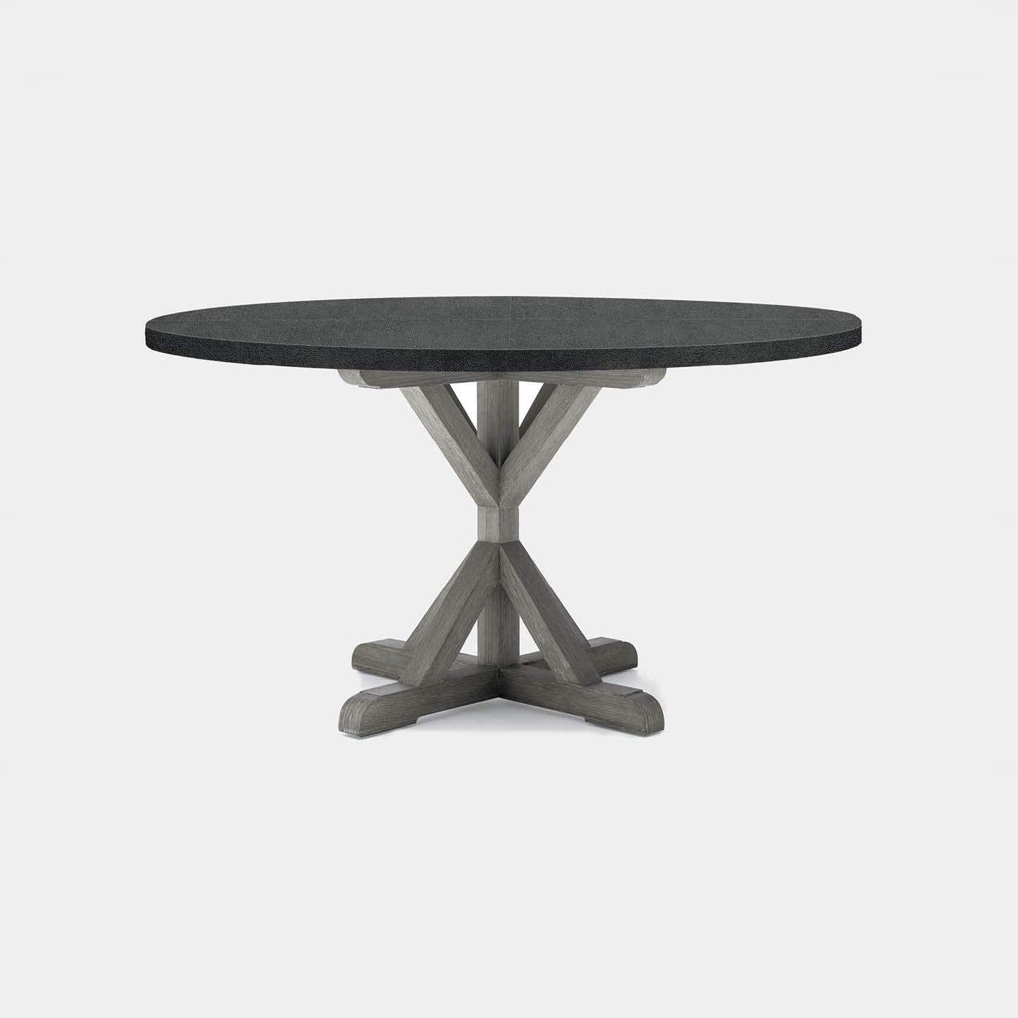 Made Goods Dane 72" x 30" Gray Cerused Oak Dinning Table With Round Black Vintage Faux Shagreen Table Top