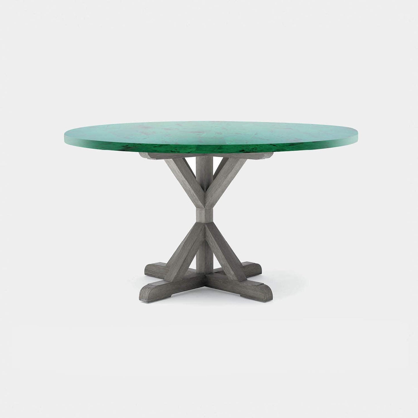 Made Goods Dane 72" x 30" Gray Cerused Oak Dinning Table With Round Emerald Shell Table Top