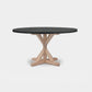 Made Goods Dane 72" x 30" White Cerused Oak Dinning Table With Round Black Vintage Faux Shagreen Table Top