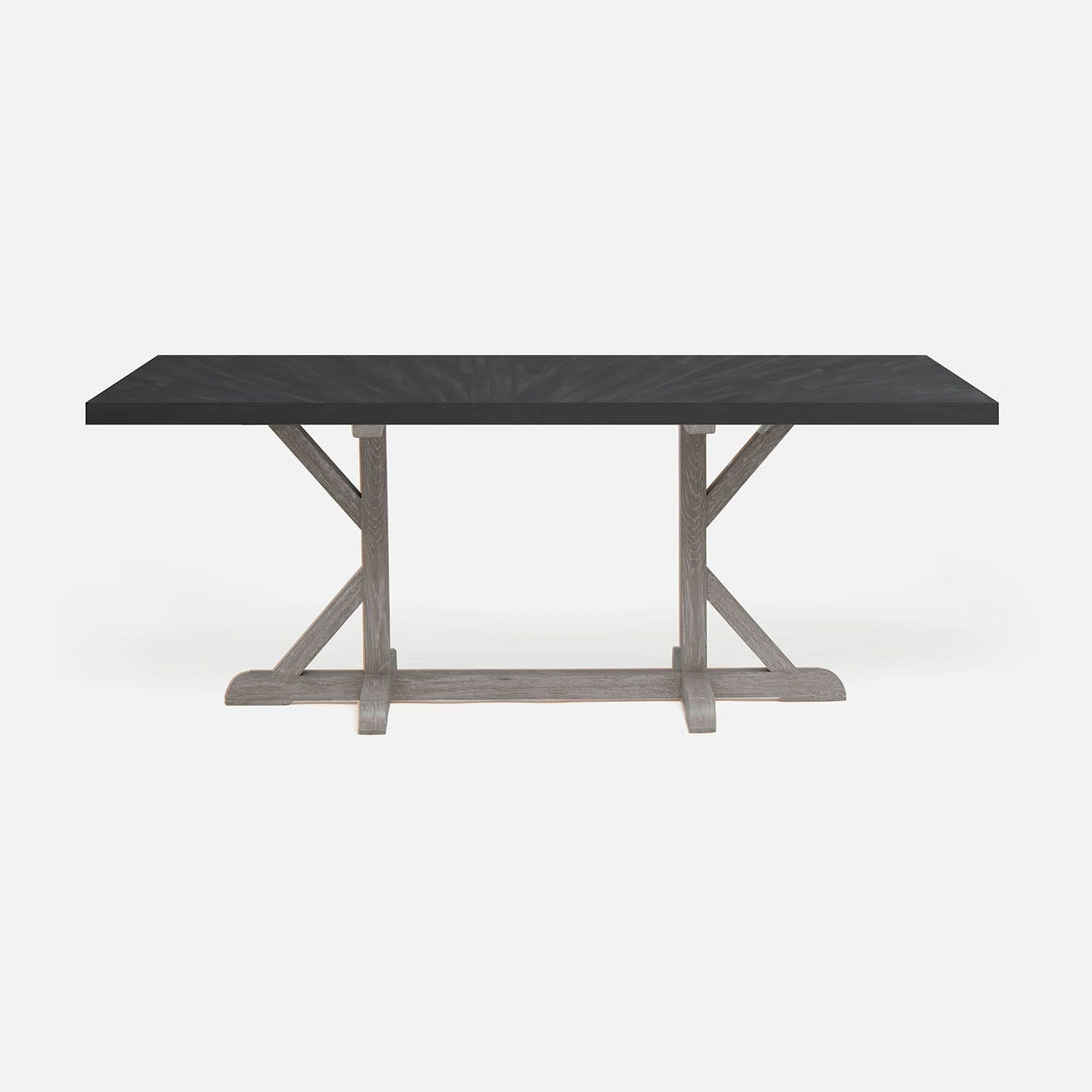 Made Goods Dane 72" x 40" x 30" Gray Cerused Oak Dinning Table With Rectangle Dark Faux Horn Table Top