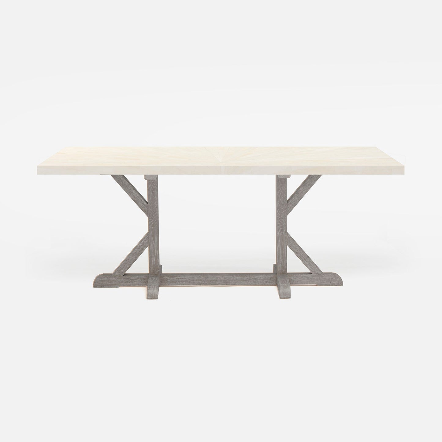 Made Goods Dane 72" x 40" x 30" Gray Cerused Oak Dinning Table With Rectangle Ivory Faux Horn Table Top