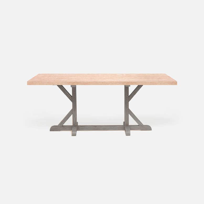 Made Goods Dane 72" x 40" x 30" Gray Cerused Oak Dinning Table With Rectangle White Cerused Oak Table Top
