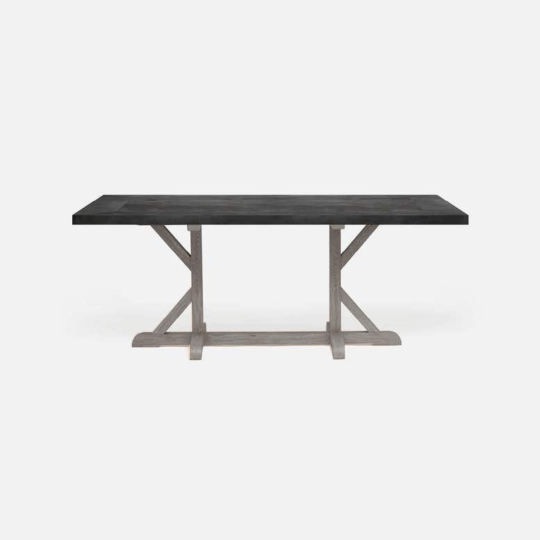 Made Goods Dane 72" x 40" x 30" Gray Cerused Oak Dinning Table With Rectangle Zinc Metal Table Top