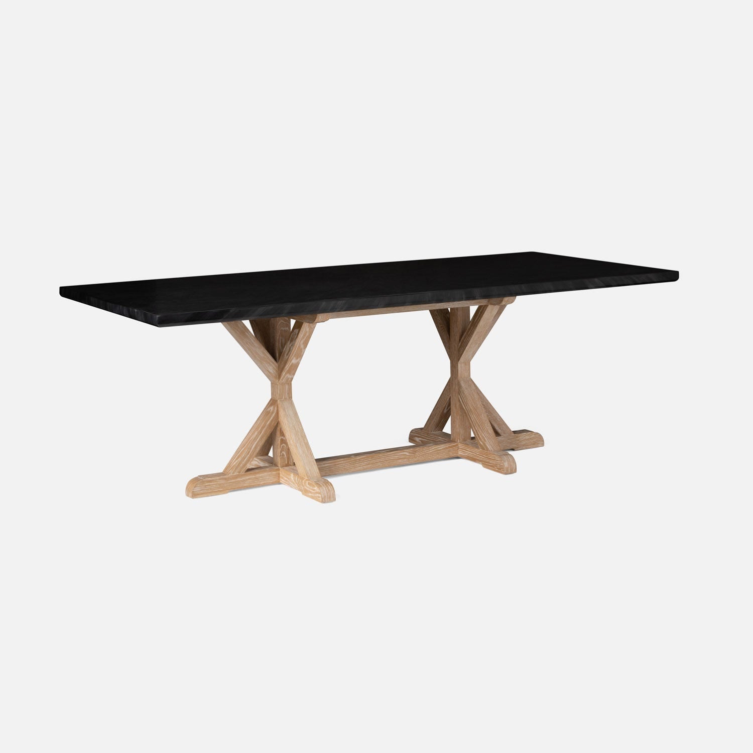 Made Goods Dane 72" x 40" x 30" White Cerused Oak Dinning Table With Rectangle Dark Faux Horn Table Top