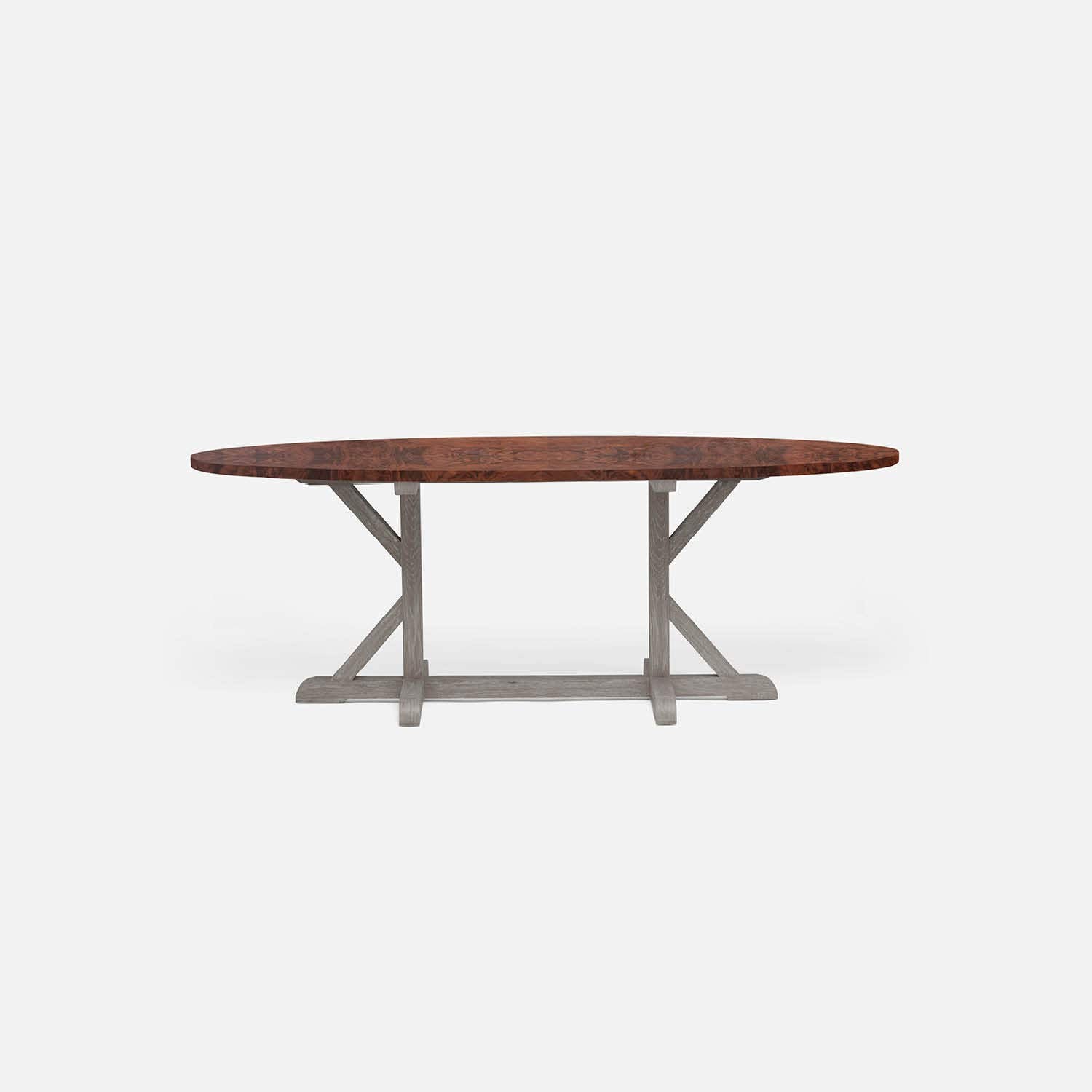 Made Goods Dane 72" x 42" x 30" Gray Cerused Oak Dinning Table With Oval Walnut Veneer Table Top