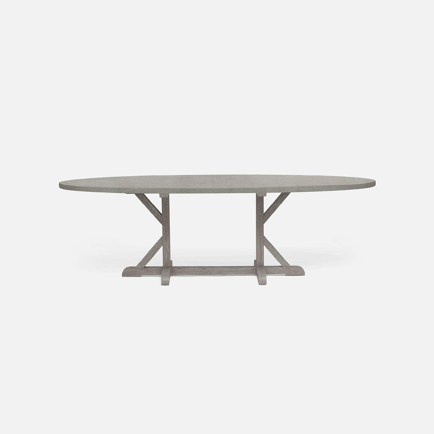 Made Goods Dane 84" x 42" x 30" Gray Cerused Oak Dinning Table With Oval Castor Gray Vintage Faux Shagreen Table Top