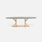 Made Goods Dane 84" x 42" x 30" White Cerused Oak Dinning Table With Oval Castor Gray Vintage Faux Shagreen Table Top