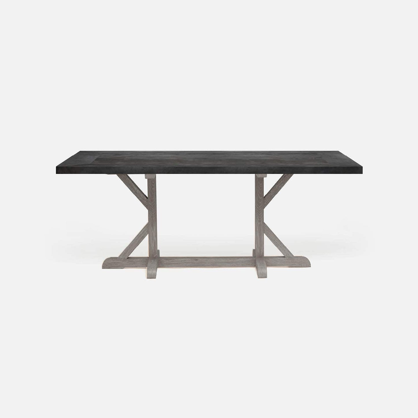 Made Goods Dane 88" x 40" x 30" Gray Cerused Oak Dinning Table With Rectangle Zinc Metal Table Top