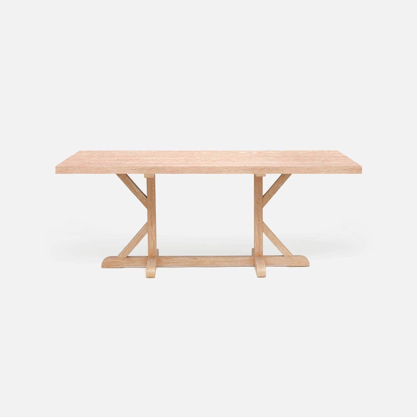 Made Goods Dane 88" x 40" x 30" White Cerused Oak Dinning Table With Rectangle Beige Crystal Stone Table Top