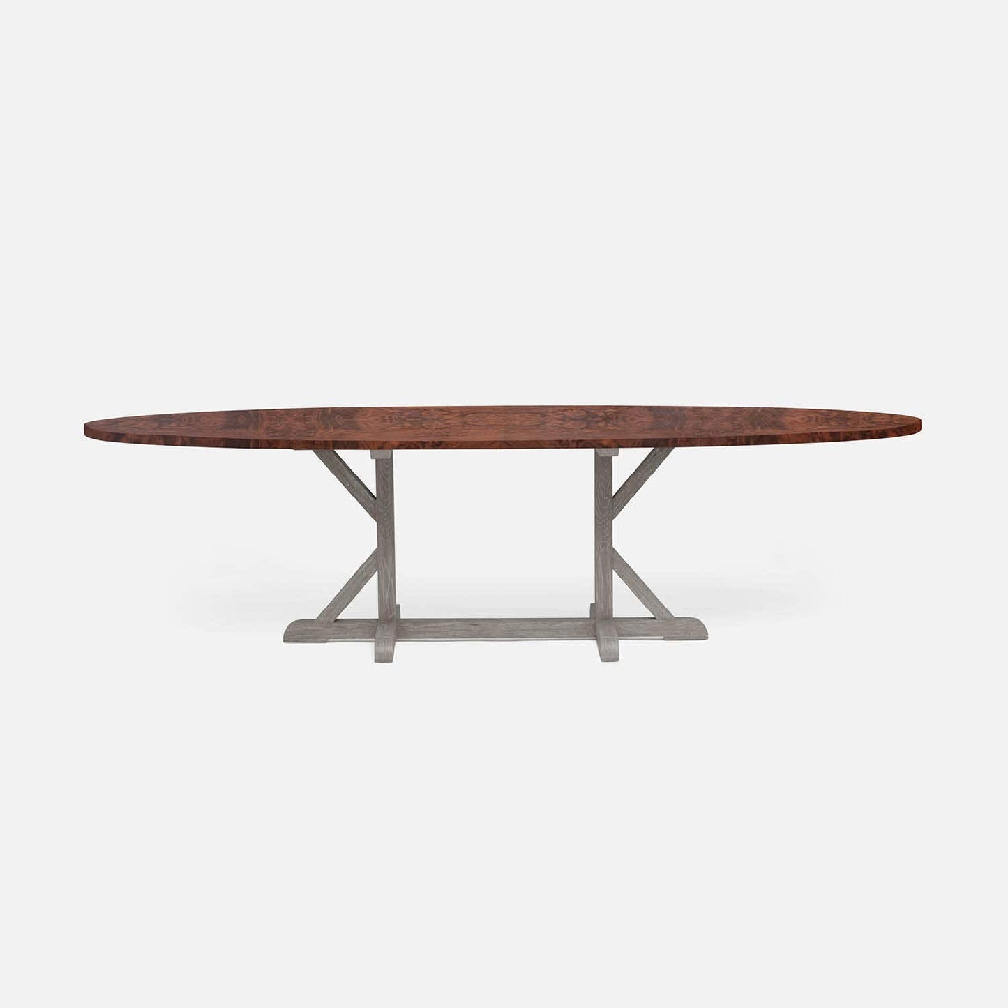 Made Goods Dane 96" x 44" x 30" Gray Cerused Oak Dinning Table With Oval Walnut Veneer Table Top
