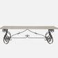 Made Goods Dion 110" x 42" x 30" Ash Gray Metal Dinning Table With Rectangle White Plaster Reconstituted Stone Table Top