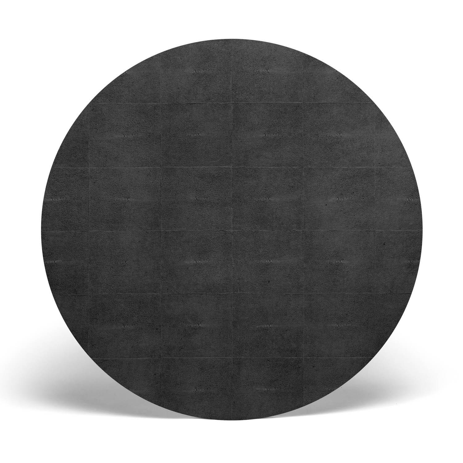 Made Goods Elis 48" x 30" Cool Gray Realistic Faux Shagreen Dinning Table With Round Black Vintage Faux Shagreen Table Top