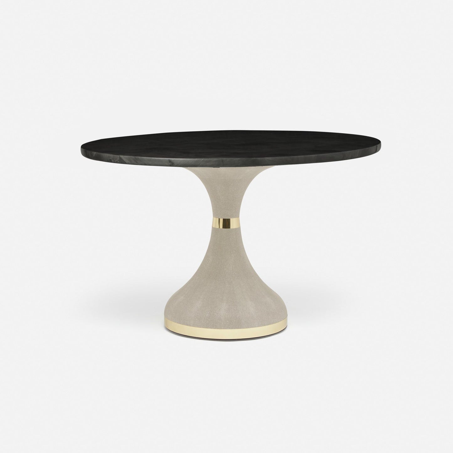 Made Goods Elis 48" x 30" Sand Realistic Faux Shagreen Dinning Table With Round Dark Faux Horn Table Top