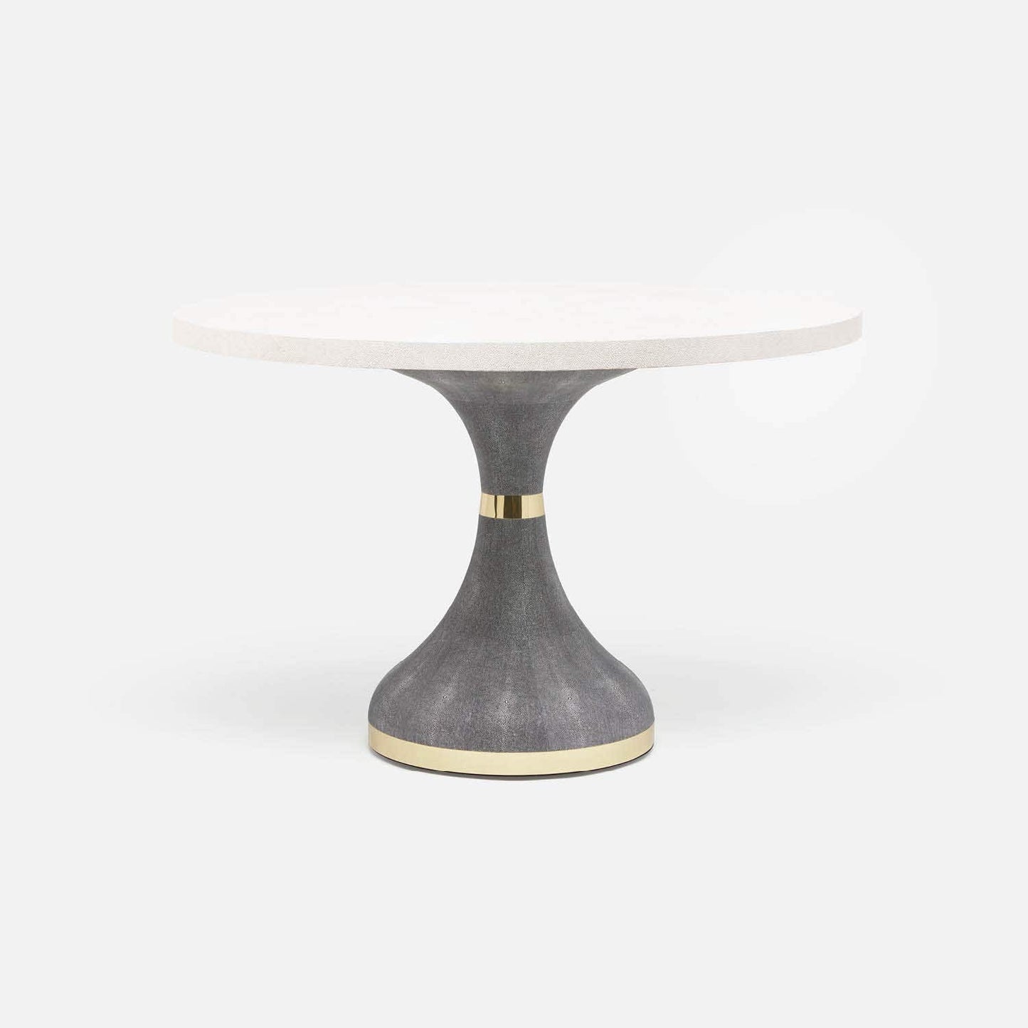 Made Goods Elis 54" x 30" Cool Gray Realistic Faux Shagreen Dinning Table With Round Pristine Vintage Faux Shagreen Table Top