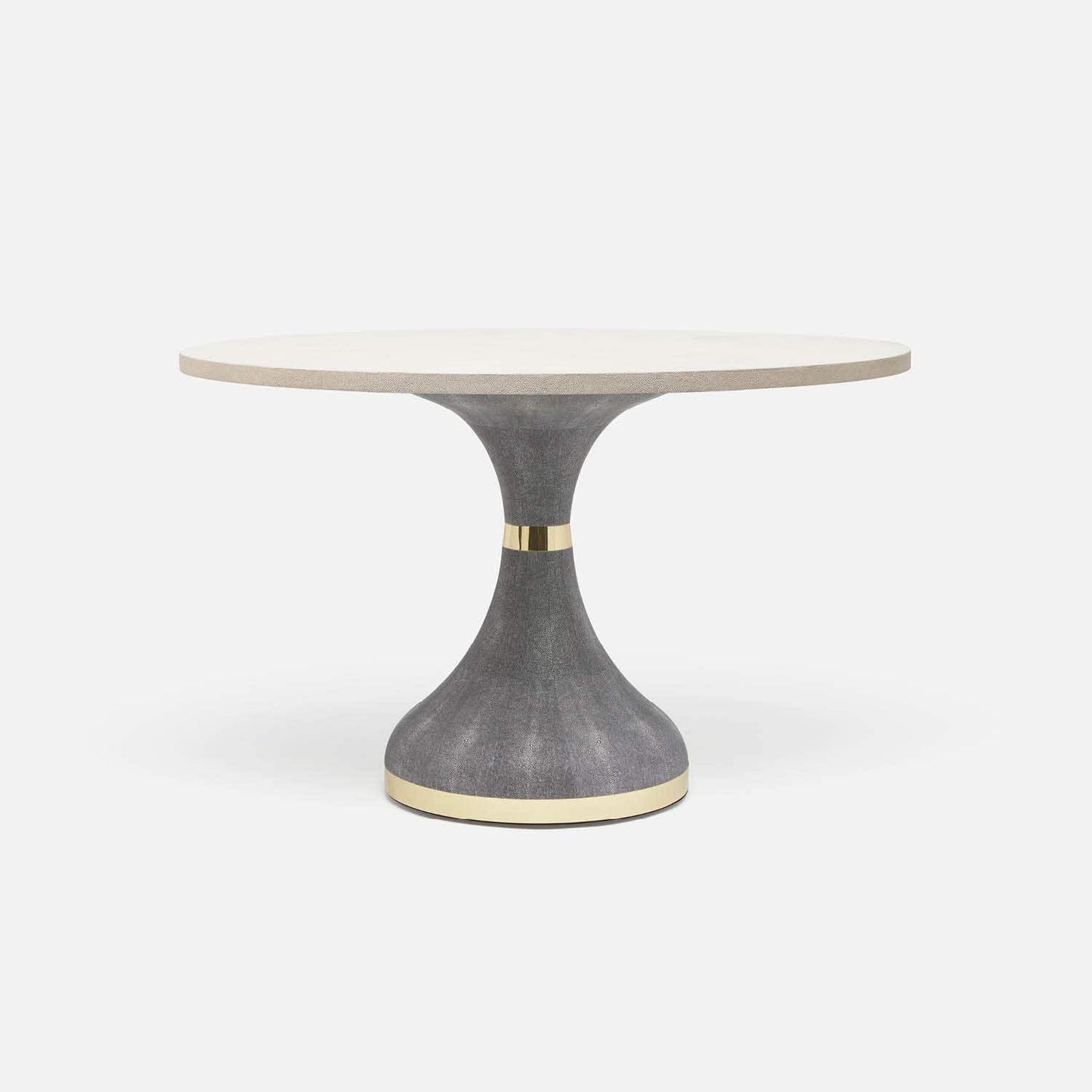 Made Goods Elis 54" x 30" Cool Gray Realistic Faux Shagreen Dinning Table With Round White Cerused Oak Table Top