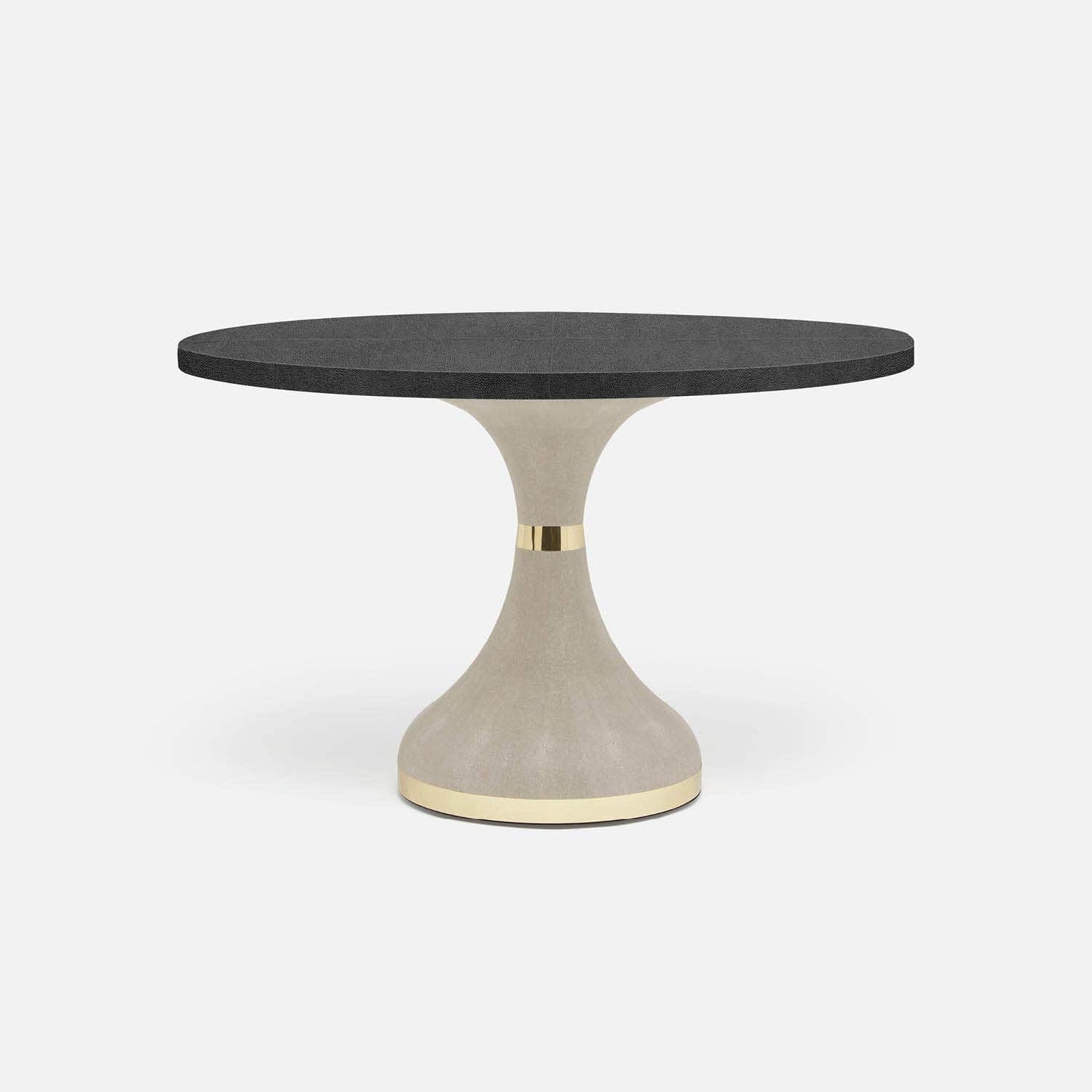 Made Goods Elis 54" x 30" Sand Realistic Faux Shagreen Dinning Table With Round Black Vintage Faux Shagreen Table Top