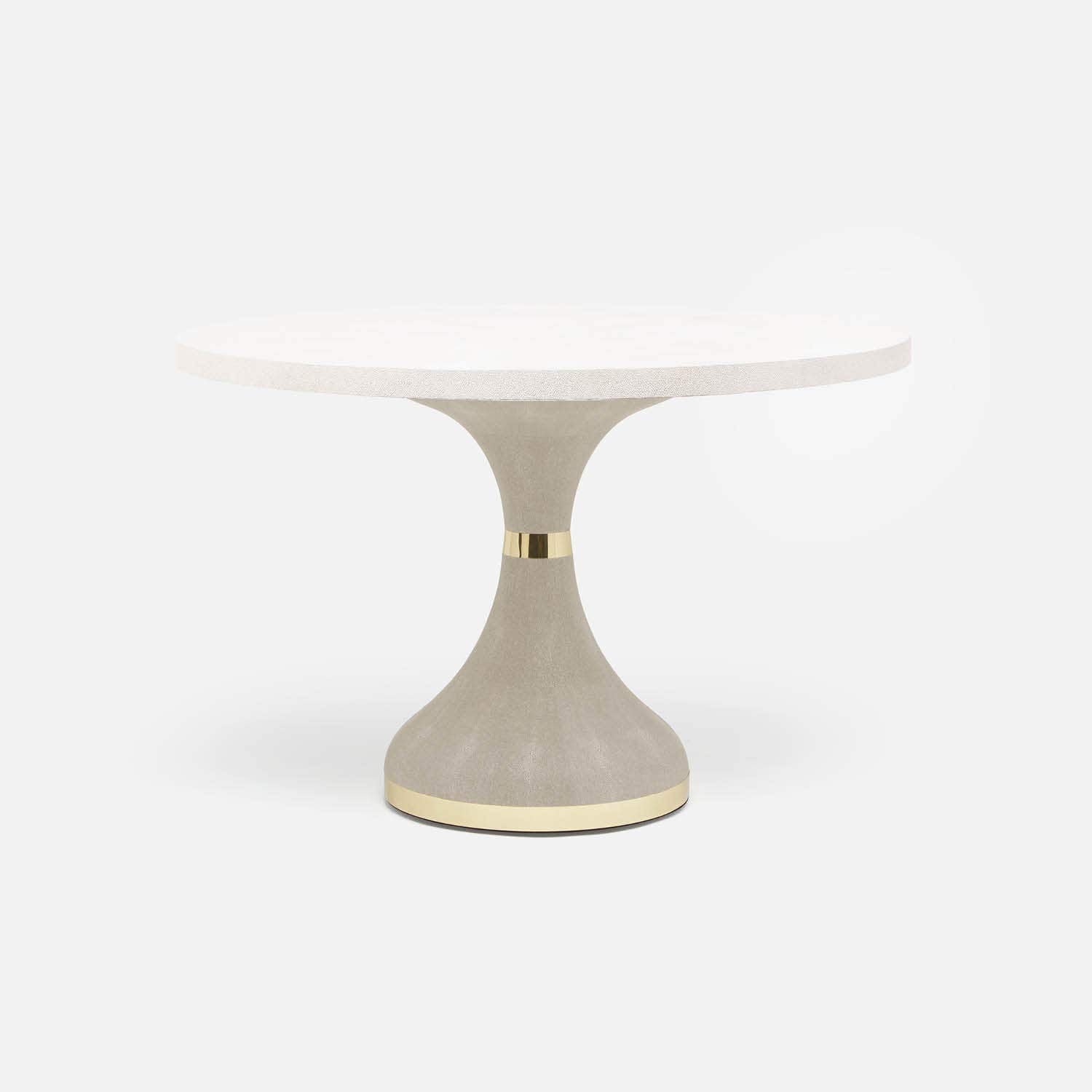 Made Goods Elis 54" x 30" Sand Realistic Faux Shagreen Dinning Table With Round Pristine Vintage Faux Shagreen Table Top