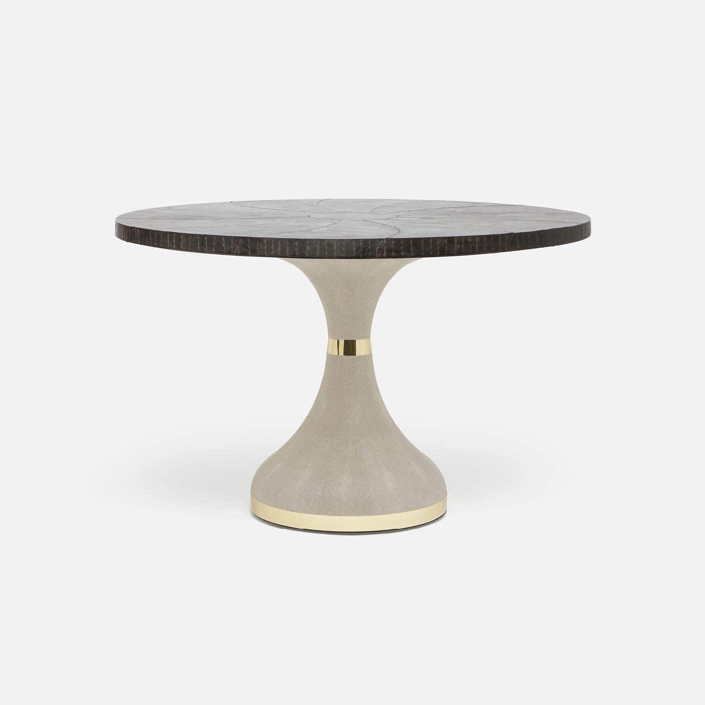 Made Goods Elis 60" x 30" Sand Realistic Faux Shagreen Dinning Table With Round Zinc Metal Table Top