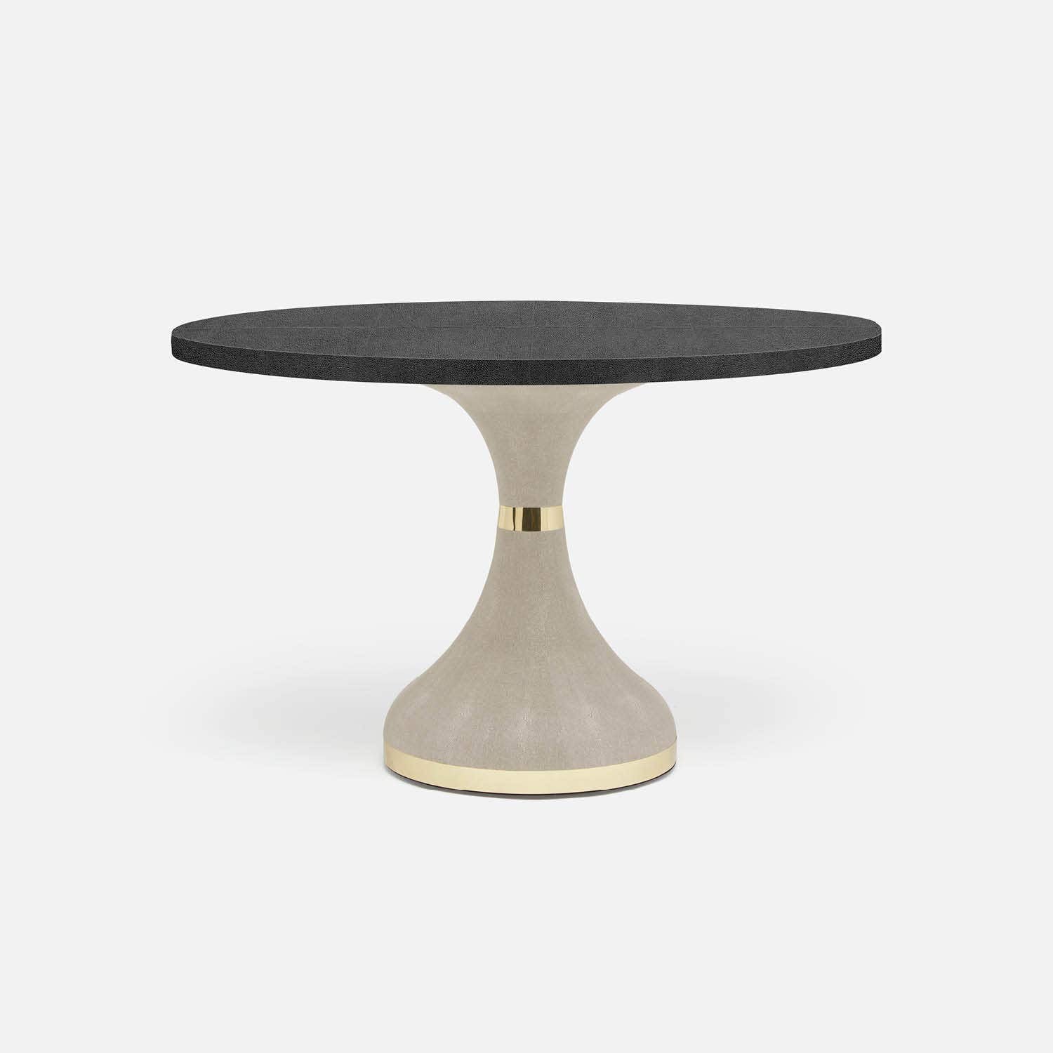 Made Goods Elis 72" x 30" Sand Realistic Faux Shagreen Dinning Table With Round Black Vintage Faux Shagreen Table Top