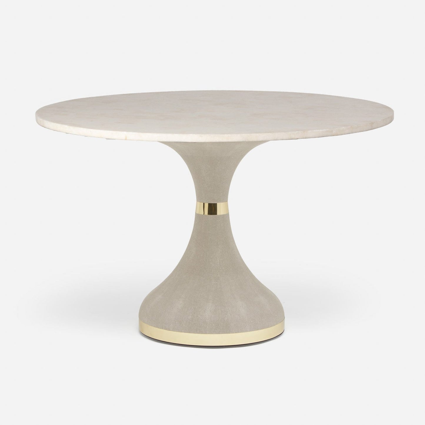 Made Goods Elis 72" x 30" Sand Realistic Faux Shagreen Dinning Table With Round Ice Crystal Stone Table Top