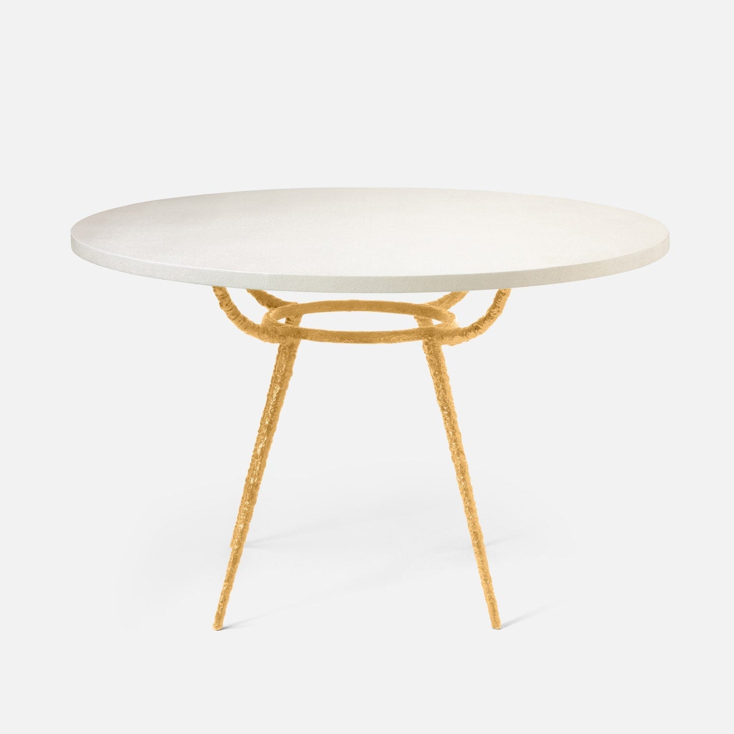 Made Goods Grace 48" x 30" Gold Pitted Iron Dinning Table With Round Pristine Vintage Faux Shagreen Table Top