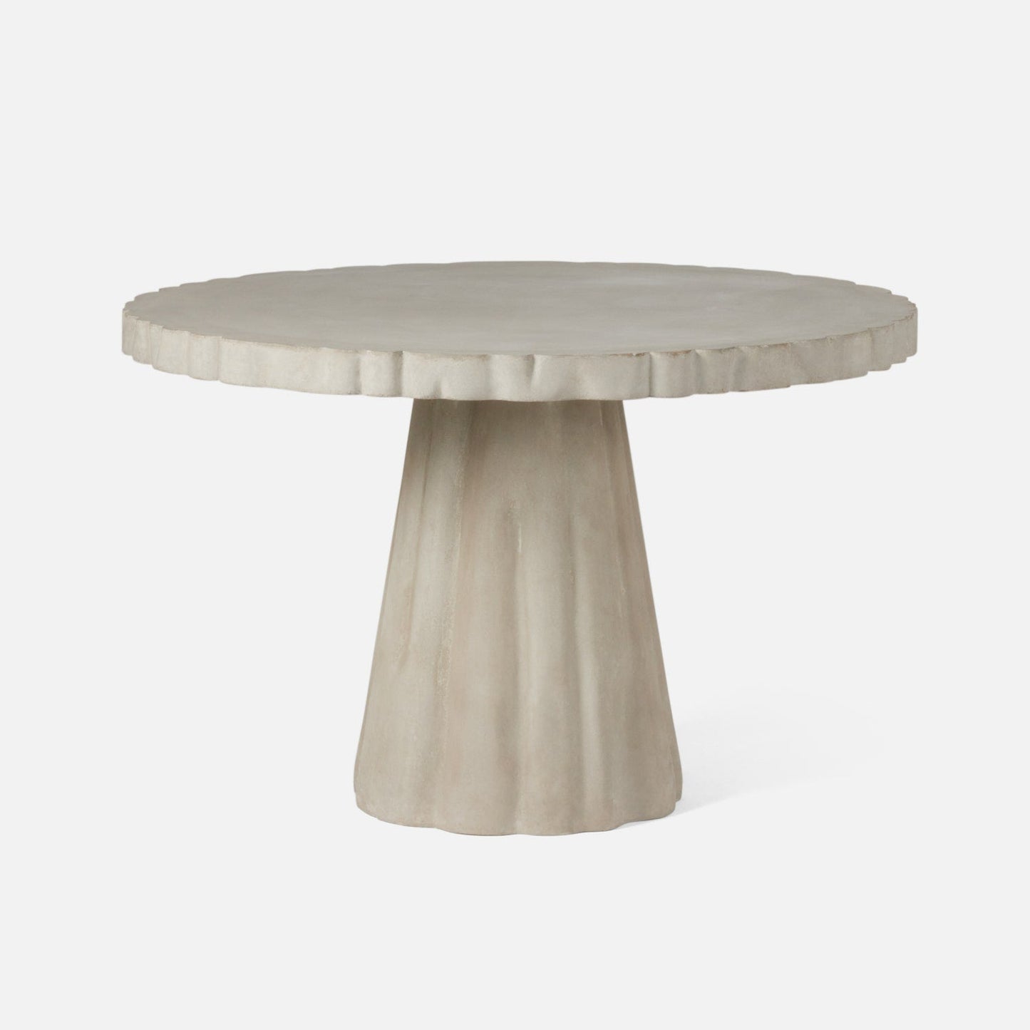 Made Goods Grady 54" x 30" Light Gray Reconstituted Stone Dinning Table With Round Scalloped Table Top