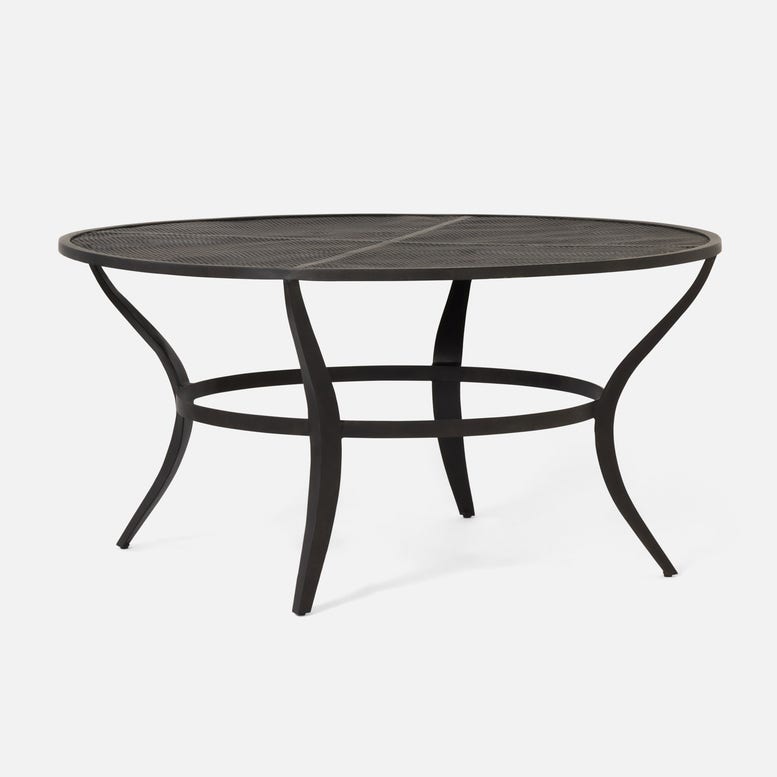 Made Goods Hadley 60" x 30" Black Mesh Metal Dinning Table With Round Table Top