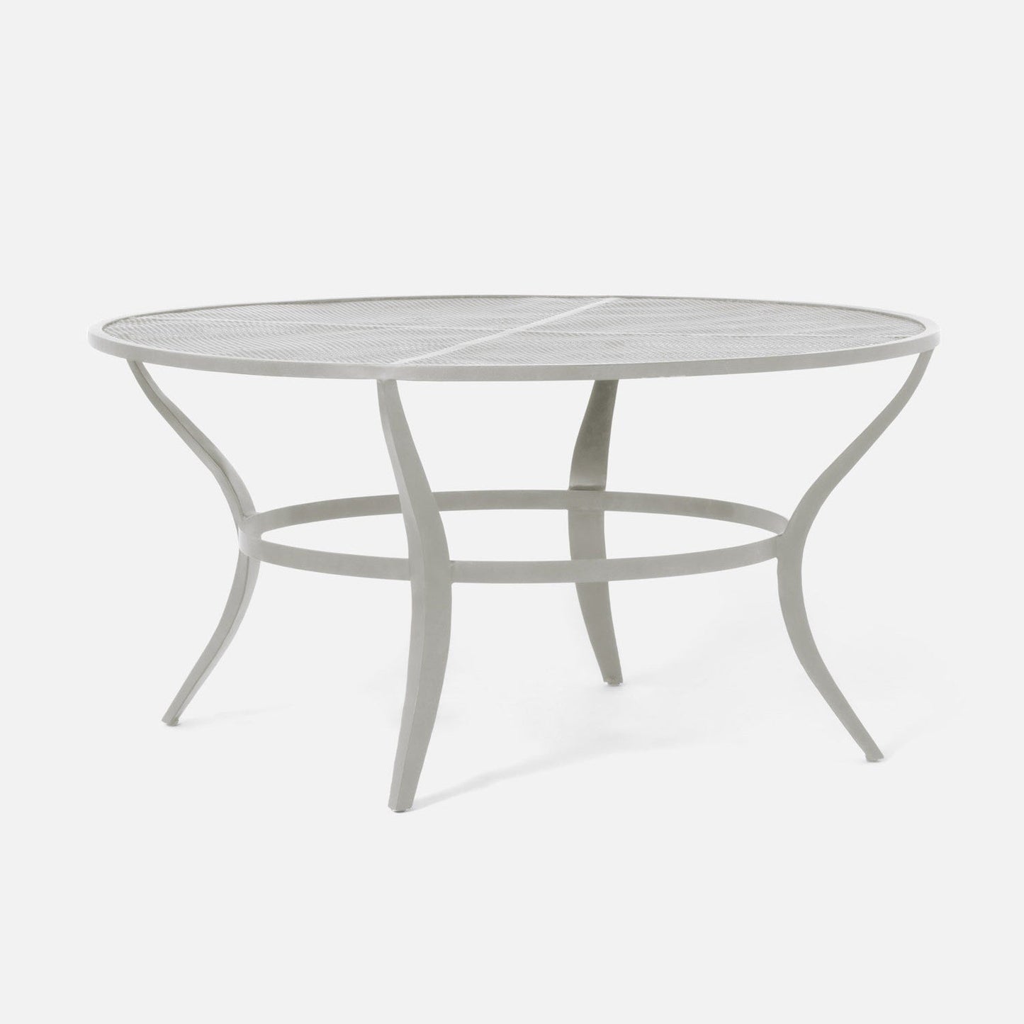 Made Goods Hadley 60" x 30" Silver Mesh Metal Dinning Table With Round Table Top