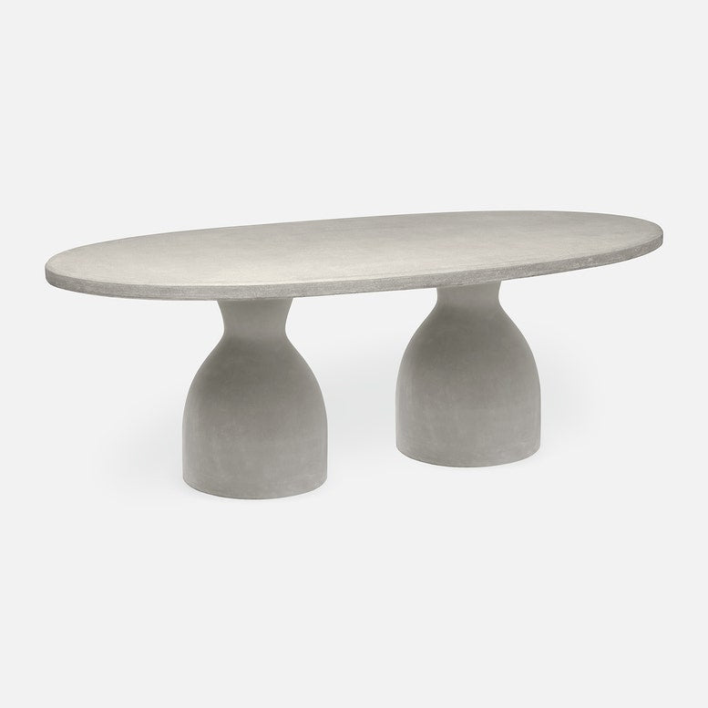 Made Goods Irving 84" x 42" x 30" Light Gray Reconstituted Stone Dinning Table With Oval Table Top