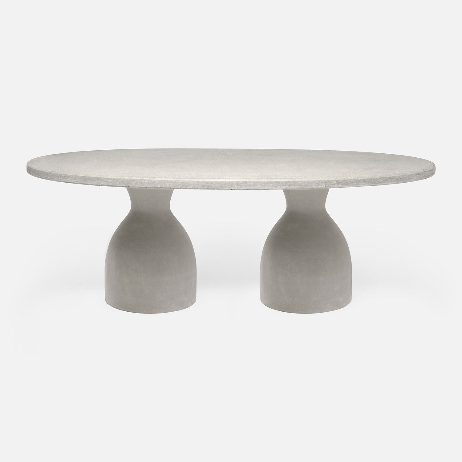 Made Goods Irving 84" x 42" x 30" Light Gray Reconstituted Stone Dinning Table With Oval Table Top