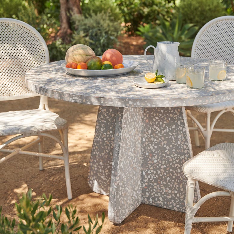 Made Goods Juliette 47" x 30" Natural Mix/Gray Reinforced Terrazzo Dinning Table With Round Table Top