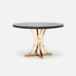 Made Goods Leighton 72" x 30" Polished Gold Steel Dinning Table With Round Zinc Metal Table Top