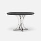 Made Goods Leighton 72" x 30" Polished Silver Steel Dinning Table With Round Black Vintage Faux Shagreen Table Top