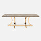 Made Goods Leighton 72" x 40" x 30" Polished Gold Steel Dinning Table With Rectangle Warm Gray Marble Table Top