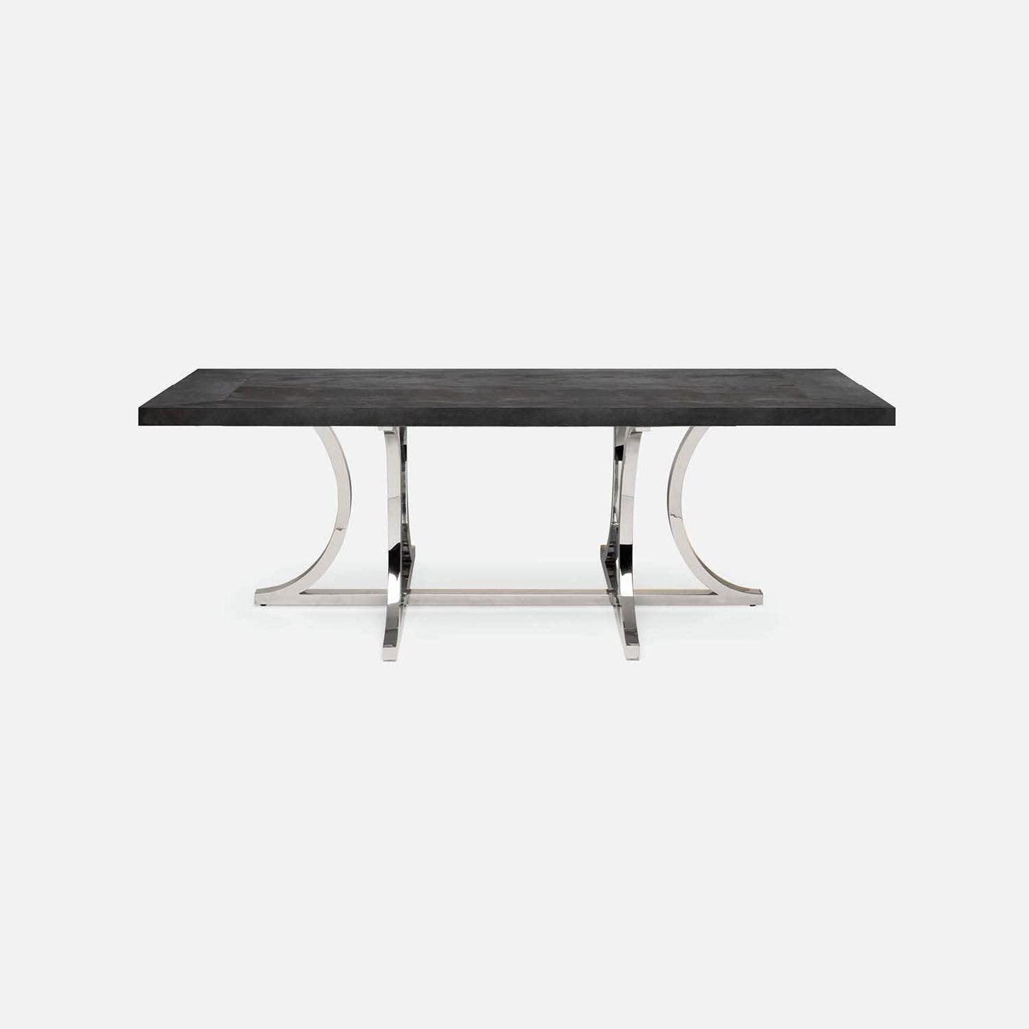 Made Goods Leighton 72" x 40" x 30" Polished Silver Steel Dinning Table With Rectangle Zinc Metal Table Top