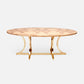 Made Goods Leighton 72" x 42" x 30" Polished Gold Steel Dinning Table With Oval Olive Ash Veneer Table Top