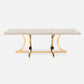 Made Goods Leighton 88" x 40" x 30" Polished Brass Steel Dinning Table With Rectangle Ice Crystal Stone Table Top