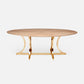 Made Goods Leighton 96" x 44" x 30" Polished Gold Steel Dinning Table With Oval White Cerused Oak Table Top
