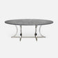 Made Goods Leighton 96" x 44" x 30" Polished Silver Steel Dinning Table With Oval Zinc Metal Table Top