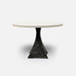 Made Goods Noor 48" x 30" Bumpy Black Iron Dinning Table With Round White Faux Belgian Linen Table Top
