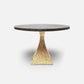 Made Goods Noor 48" x 30" Bumpy Cool Gold Iron Dinning Table With Round Zinc Metal Table Top
