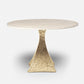 Made Goods Noor 60" x 30" Bumpy Cool Gold Iron Dinning Table With Round Ice Crystal Stone Table Top