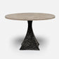 Made Goods Noor 72" x 30" Bumpy Black Iron Dinning Table With Round Warm Gray Marble Table Top