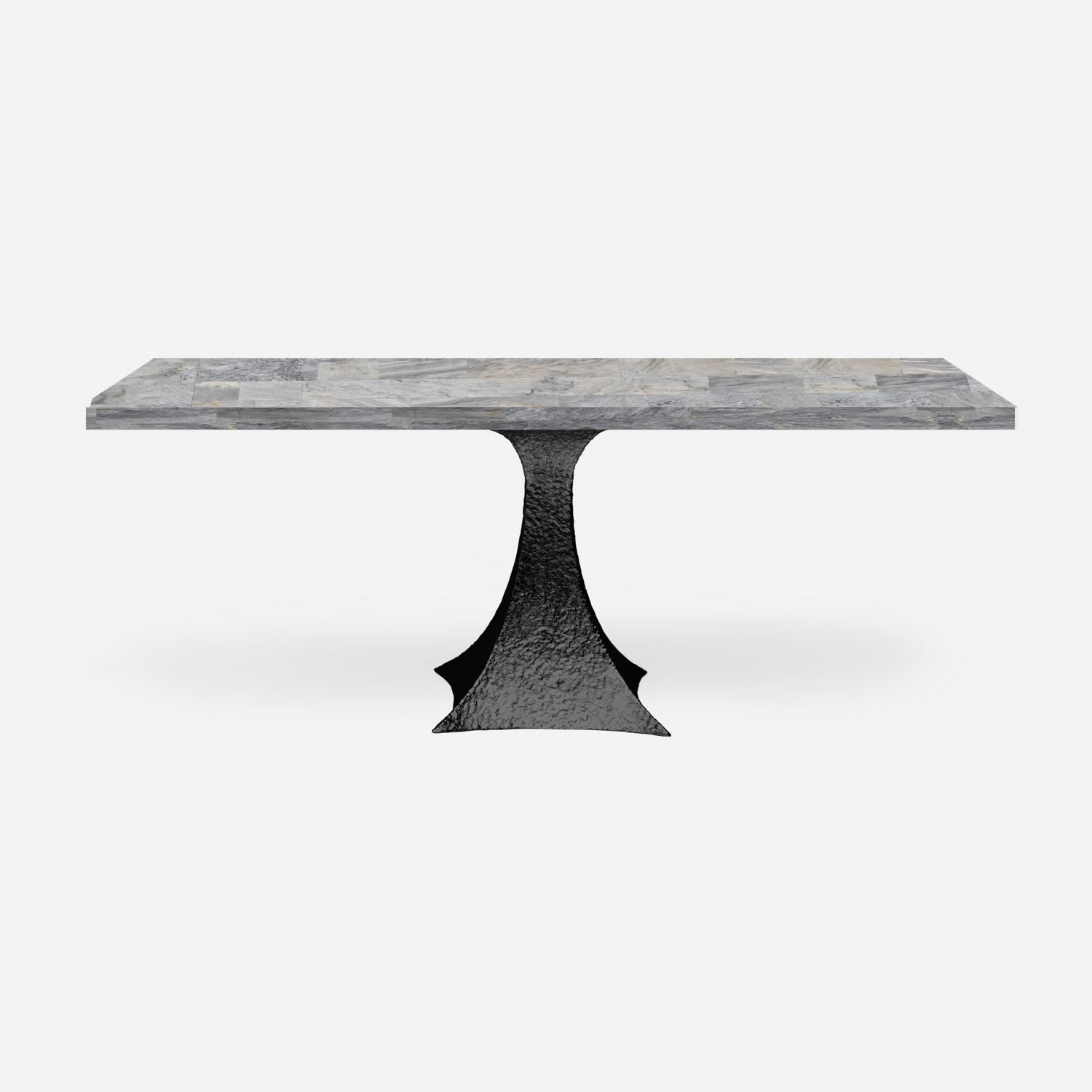 Made Goods Noor 72" x 40" x 30" Bumpy Black Iron Dinning Table With Rectangle Gray Romblon Stone Table Top